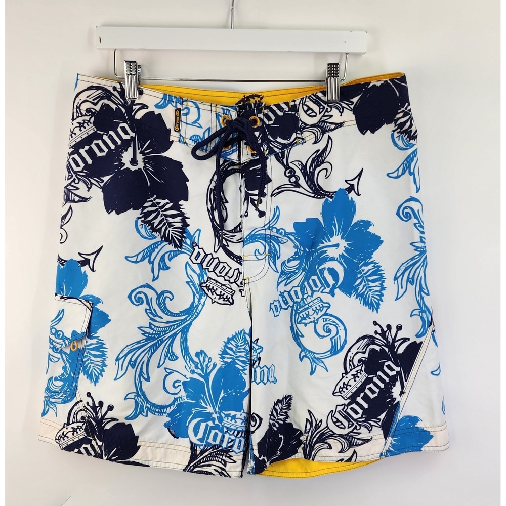 Corona Extra Board Shorts Men's L Swim Trunks Pocket Hawaiian Tropical